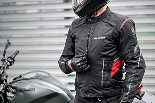 Shima RUSH Chaqueta Moto Hombre -Toda Estaciones Cazadora Moto Textil Hombre de 3 capas con membrana impemeable capa calefactora CE espalda, hombros, codos protecciones (Rojo, XXL)