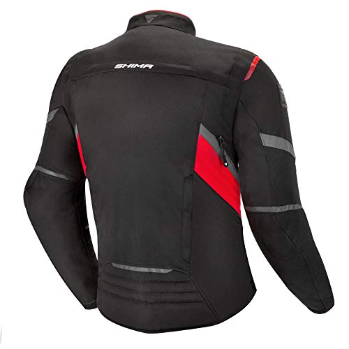 Shima RUSH Chaqueta Moto Hombre -Toda Estaciones Cazadora Moto Textil Hombre de 3 capas con membrana impemeable capa calefactora CE espalda, hombros, codos protecciones (Rojo, XXL)