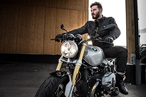 Shima WINCHESTER Chaqueta Moto Hombre - Cazadora moto hombre de cuero clásico con CE espalda, hombros, codos protecciones, reforzado costuras dobles (Negro, L)