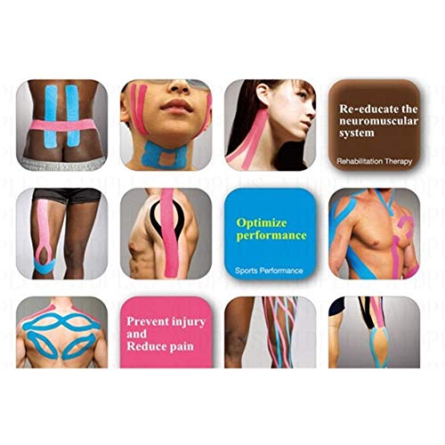 Shop-PEJ Cinta de kinesiología multiusos de 5 cm x 5 m, cinta elástica de algodón, cinta de deporte, para el cuidado de la rodilla, para hacer ejercicio, deportes (color rosa