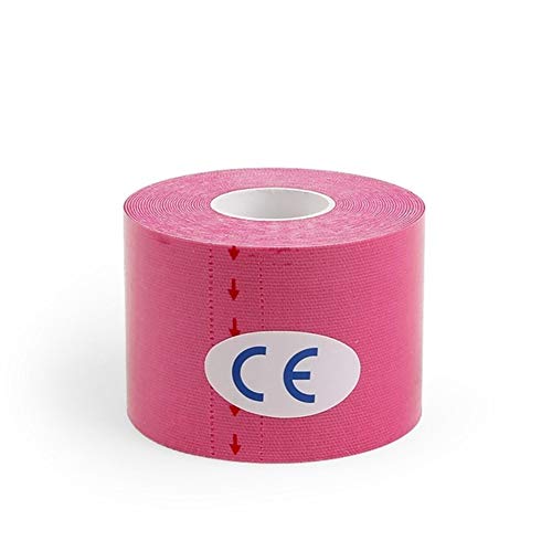 Shop-PEJ Cinta de kinesiología multiusos de 5 cm x 5 m, cinta elástica de algodón, cinta de deporte, para el cuidado de la rodilla, para hacer ejercicio, deportes (color rosa