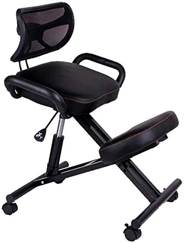 Silla de corrección de postura Soporte para la columna vertebral Taburete ajustable para el dolor lumbar, Silla para computadora Mango del respaldo vertical, Cojín grueso para la rodilla Silla para ar