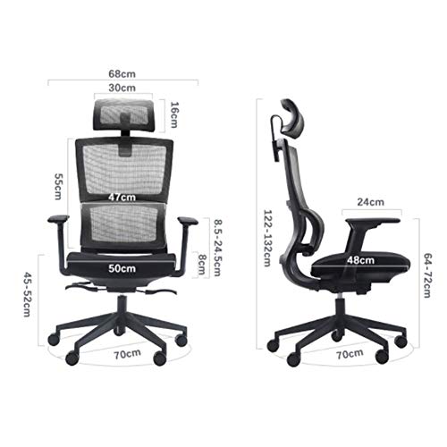 Silla de Oficina Diseño ergonómico Silla ergonómica de Oficina Silla para el hogar Soporte de Cintura Silla de Malla Transpirable Giratoria Reclinable Ajustable 3D Tridimensiona, Suave y Confortable