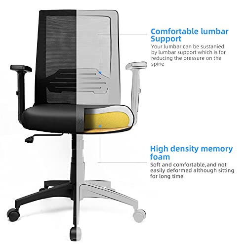 Silla de Oficina Silla Escritorio ergonómica Silla Giratoria Transpirable con Reposabrazos Ajustables, Función Inclinable 30 ° Silla Ergonómica,Silla oficina Soporte Lumbar Carga Máx 120 KG
