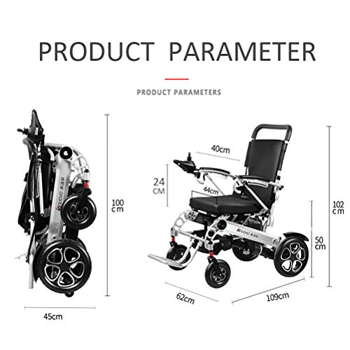 Silla De Ruedas Eléctrica Plegable Inteligente, Silla De Ruedas Portátil para Personas Mayores con Movilidad Reducida De Cuatro Ruedas, Silla De Ruedas Eléctrica Plegable Portátil,Plata,endurance16KM