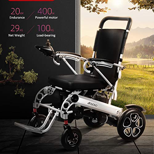 Silla De Ruedas Eléctrica Plegable Inteligente, Silla De Ruedas Portátil para Personas Mayores con Movilidad Reducida De Cuatro Ruedas, Silla De Ruedas Eléctrica Plegable Portátil,Plata,endurance16KM