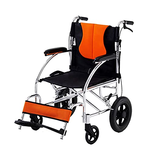 Silla de Ruedas para Adultos Respaldo Plegable con Pedales y Freno de Mano Vehículo de Transporte para Discapacitados Carro Multifuncional Silla de Ruedas Portátil Cojinete de Aleación Aluminio 100k