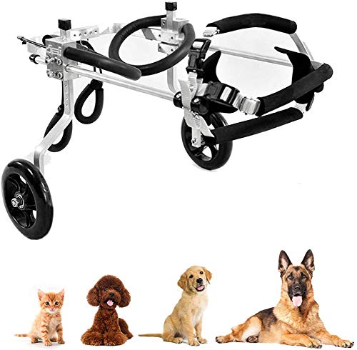 Silla De Ruedas para Perros, Ajustables para Mascotas Silla De Ruedas Ligera Fácil Ensamble Carrito para Rehabilitación De Piernas para Perros Pequeños con Minusvalía (2 Ruedas) (S)