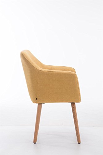 Silla De Visita Utrecht Tapizado En Tela I Silla De Comedor con Base De Madera I Silla De Salón Acolchada I Butaca Moderna Nórdica I Color:, Color:Amarillo, Color del Marco:Natura (Roble)