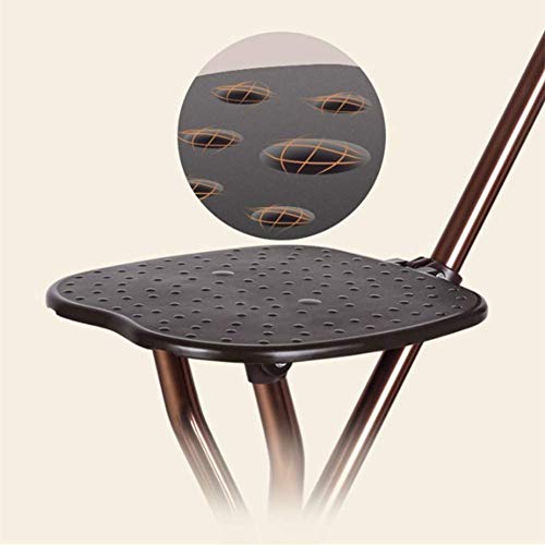 Silla Plegable para Bastón Asiento De Bastón Cinco Luces Led Ajustables En Altura, El Cabezal De La Lámpara Se Puede Girar Alto Unisex para Ancianos como Regalo, Luz Duradera, A