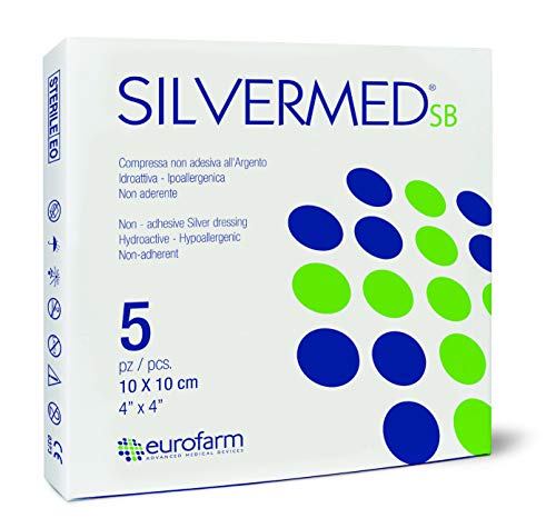 Silvermed sb (cm 10 x cm 20) Apósito Sin Borde Adhesivo Estéril y Absorbente con Iones de Plata No Adherente, Hipoalergénico, 3 Unidades