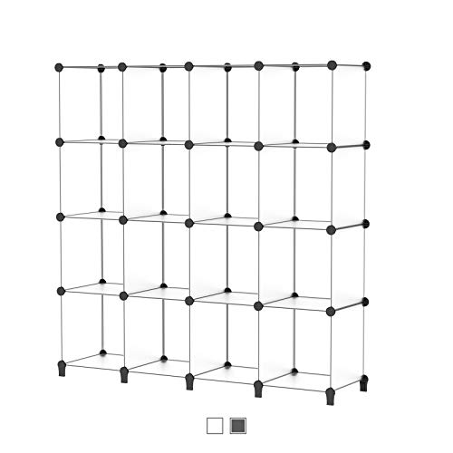 SIMPDIY Storage Cubos modulares 16 Cubos Transparente (124x124x30cm) Organizador portátil de plástico Estantería Estante Estante…