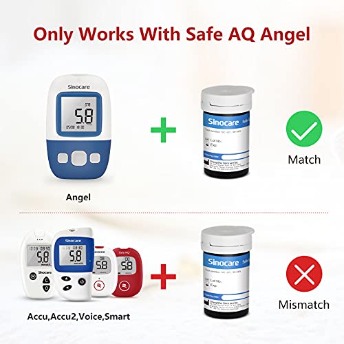 Sinocare Tiras Glucosa Medidor de Glucosa en Sangre Tiras de Prueba, 50 Tiras Reactivas sin Código, para Safe AQ Angel (Safe AQ Angel Tiras 50)