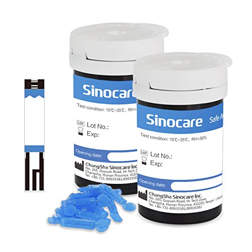 Sinocare Tiras Glucosa Medidor de Glucosa en Sangre Tiras de Prueba, 50 Tiras Reactivas sin Código, para Safe AQ Angel (Safe AQ Angel Tiras 50)