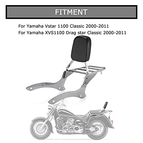 Sissy Bar Respaldo y Equipaje Accesorio de Juego para Yamaha V-Star XVS 1100 Custom Classic 2000 – 2011