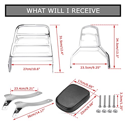 Sissy Bar Respaldo y Equipaje Accesorio de Juego para Yamaha V-Star XVS 1100 Custom Classic 2000 – 2011