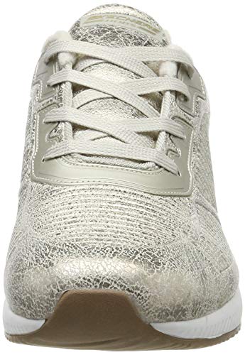 Skechers Bobs Squad-Sparkle Life, Zapatillas Mujer, Champagne Duraleather/Chenille Line Chmp, 37 EU