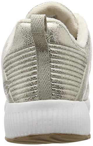 Skechers Bobs Squad-Sparkle Life, Zapatillas Mujer, Champagne Duraleather/Chenille Line Chmp, 37 EU