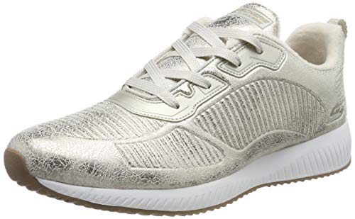 Skechers Bobs Squad-Sparkle Life, Zapatillas Mujer, Champagne Duraleather/Chenille Line Chmp, 37 EU