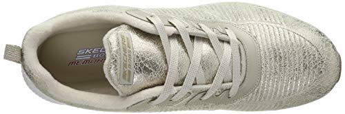 Skechers Bobs Squad-Sparkle Life, Zapatillas Mujer, Champagne Duraleather/Chenille Line Chmp, 37 EU
