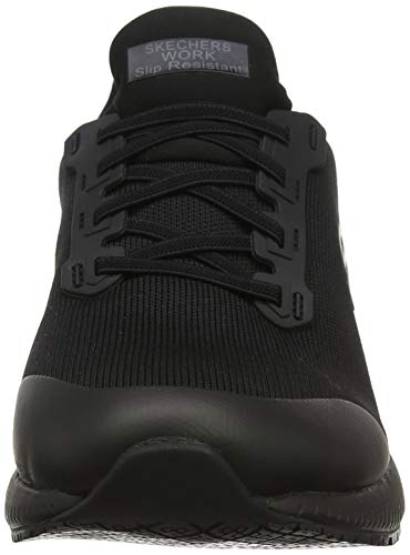 Skechers Squad Sr, Zapatos de Trabajo Mujer, Negro (Black Flat Knit Black), 39 EU