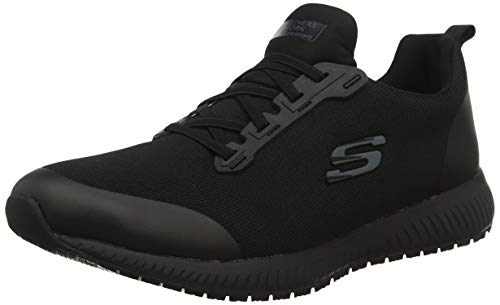 Skechers Squad Sr, Zapatos de Trabajo Mujer, Negro (Black Flat Knit Black), 39 EU