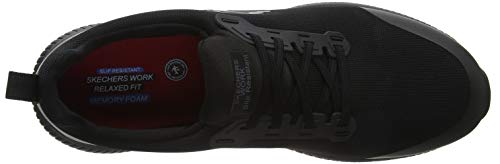 Skechers Squad Sr, Zapatos de Trabajo Mujer, Negro (Black Flat Knit Black), 39 EU