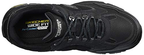 Skechers Vigor 3.0, Zapatillas Hombre, Negro (Black Leather/Black Mesh/Pu/Black Trim), 43 EU