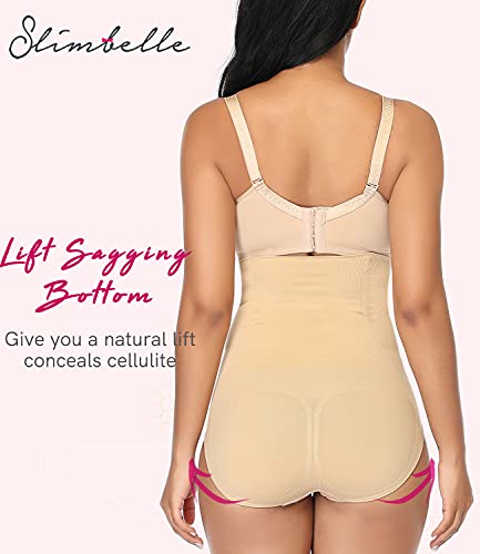 SLIMBELLE Braguita Moldeadora Nalgas Cintura Alta para Mujer Braga Faja Reductora Postparto Talla Grande Ropa Interior Adelgazante Body Shaper Shapewear Lenceria Invisible Negro L