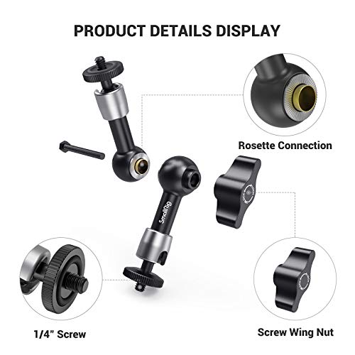 SMALLRIG 5 Pulgada Brazo Magico, Magic Arm Articulado con 1/4 Tornillo para Monitor Externo y Lámpara LED - 2065