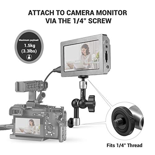 SMALLRIG 5 Pulgada Brazo Magico, Magic Arm Articulado con 1/4 Tornillo para Monitor Externo y Lámpara LED - 2065