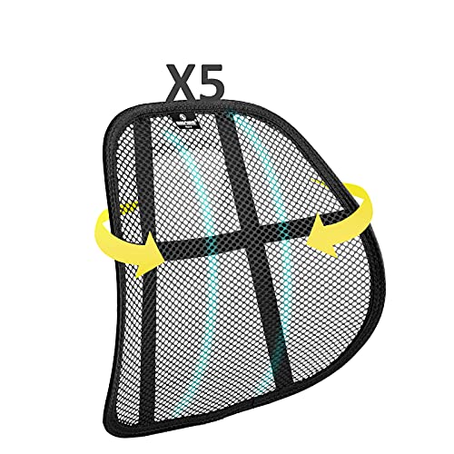 SMAMS Respaldo Lumbar para Silla de Oficina o Coche con Malla Super Tensada , Corrige la Postura y Alivia el Dolor Lumbar x5