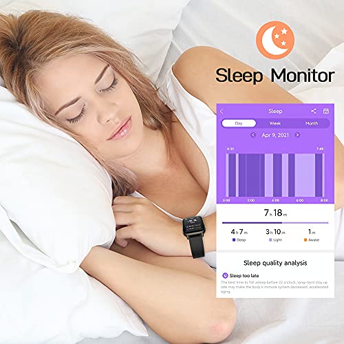 Smartwatch, 1.69" Reloj Inteligente Hombre Mujer 24 Modos Deportivo Reloj Pulsera Actividad Inteligente con Pulsómetro Monitor de Sueño Monitores Calorías Podómetro Impermeable IP67 para Android e iOS