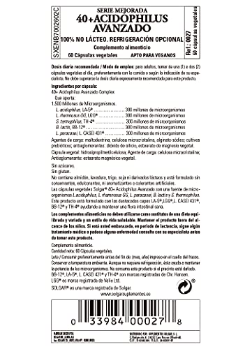 Solgar® 40+ Acidophilus Avanzado para una flora intestinal equilibrada - 60 cápsulas vegetales