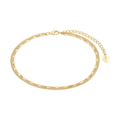 s.Oliver Tobillera de plata 925 chapada en oro para mujer y adolescente.