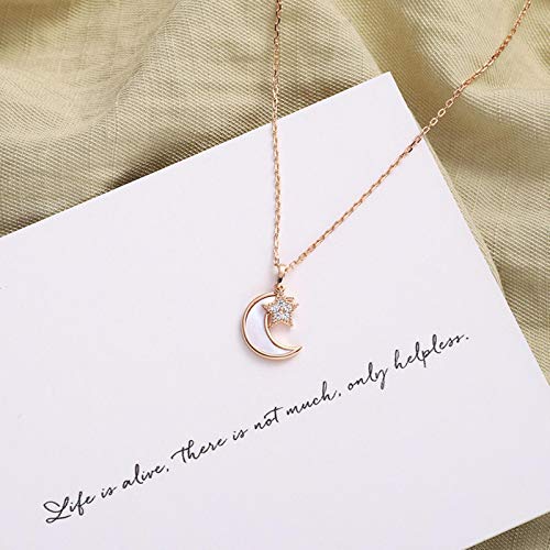 SONGK Collar de Cadena de clavícula de Plata de Ley 925 con luz de Luna, Adorno no Convencional de Lujo Bohemio de Alta Gama para Mujeres