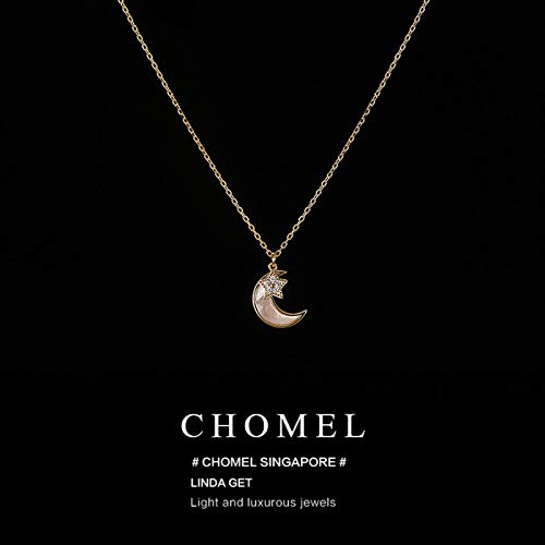 SONGK Collar de Cadena de clavícula de Plata de Ley 925 con luz de Luna, Adorno no Convencional de Lujo Bohemio de Alta Gama para Mujeres