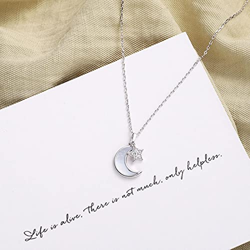 SONGK Collar de Cadena de clavícula de Plata de Ley 925 con luz de Luna, Adorno no Convencional de Lujo Bohemio de Alta Gama para Mujeres