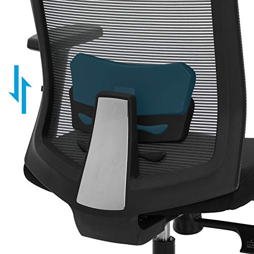 SONGMICS Silla de Oficina de Malla, Silla de Escritorio, Giratorio de 360°, Soporte Lumbar Ajustable, Apoyacabezas y Apoyabrazos, Inclinación del Respaldo hasta 120°, Negro OBN55BK