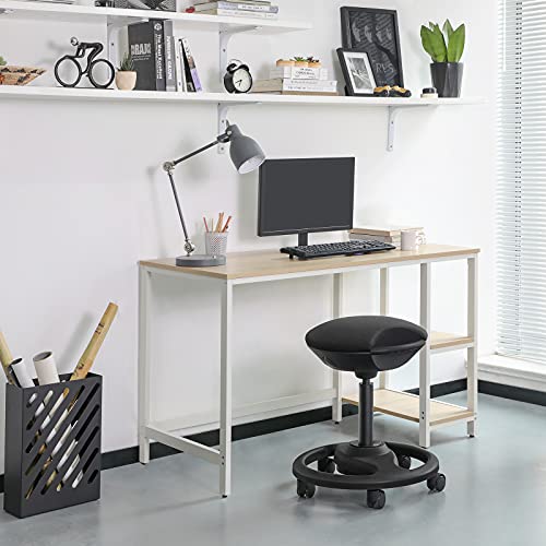 SONGMICS Taburete Activo, Taburete Ergonómico Oscilante, Silla Giratoria con Ruedas, Asiento Extra Grande, Inclinación 10°, Altura Ajustable, Estudio, Oficina, Tapizado Grueso, Negro OSC06BK