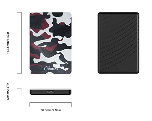 Sonnics 500 GB Red Camo disco duro externo USB 3.0 velocidad de transferencia súper rápida para uso con Windows PC, Apple Mac, Smart TV, Xbox One y PS4 Edición Especial