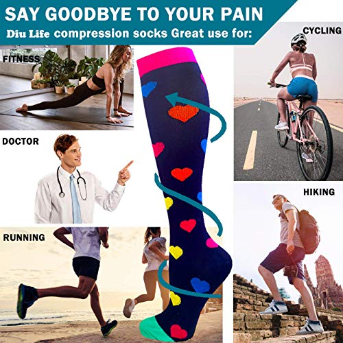 Sooverki Calcetines de compresión para Mujeres y Hombres 20-25 mmHg es el Mejor Graduado atlético, Correr, Volar, Viajar, Enfermeras 03-Multicolor-6 Pares S/M