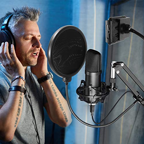 Soporte de Brazo de Micrófono, Tijera de Pluma de Suspensión Ajustable Soporte de Micrófono con Filtro Pop, Clip de Micrófono, Abrazadera de Servicio Pesado Mejorada para Blue Yeti, etc.