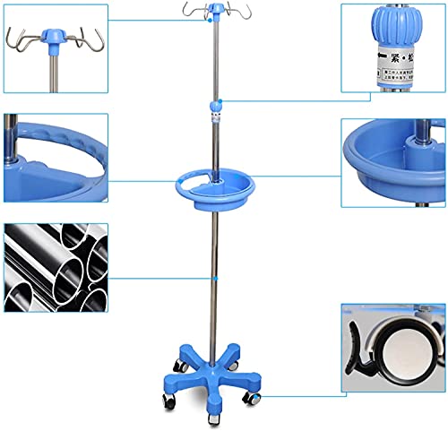 Soporte de IV ,Porta sueros Portasueros Intravenosos Médicos Portátiles Del Soporte Del Goteo Con 4 Ganchos Y Caja De Almacenamiento | Soporte Para Bolsa Intravenosa Ajustable En Altura Para Clínica D