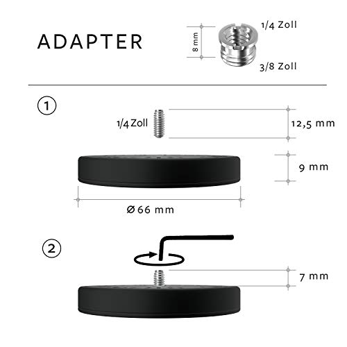 Soporte magnético de goma de 66 mm con rosca interior de 1/4 pulgadas, DSLR, cámara de vídeo, cámara de acción para smartphone, lámpara de estudio, soporte para coche, imán de neodimio de Stenbeek (1)