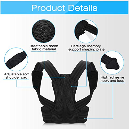 Soporte para la parte superior de la espalda, el corrector de postura estabiliza la clavícula y la parte superior lumbar corrige la mala postura para el cuello, la clavícula, la espalda y