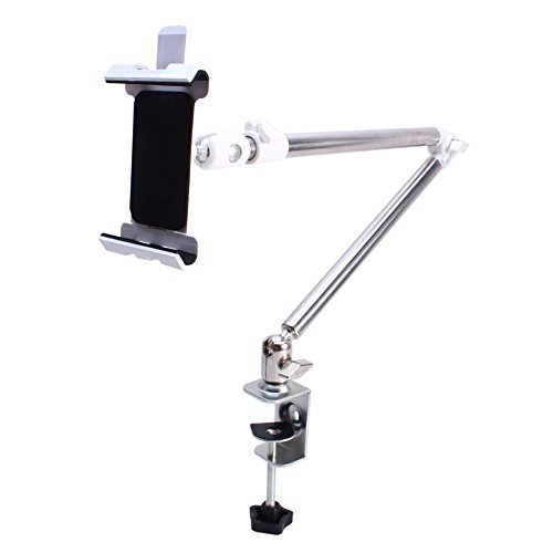 Soporte para teléfono, soportes flexibles para tabletas para el escritorio de la cama, soporte para teléfono celular con suspensión de escritorio para mesa con abrazadera de brazo perezoso