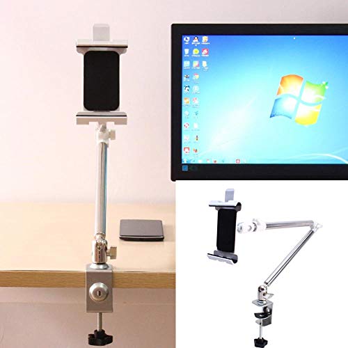 Soporte para teléfono, soportes flexibles para tabletas para el escritorio de la cama, soporte para teléfono celular con suspensión de escritorio para mesa con abrazadera de brazo perezoso