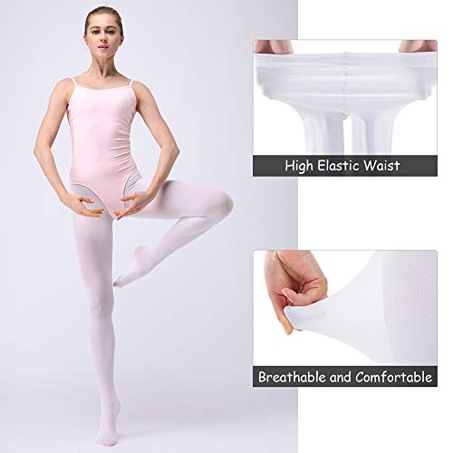 Soudittur Medias de Ballet Danza Para Niñas y Mujer 90 DEN en Blanco, XS (90-110 cm