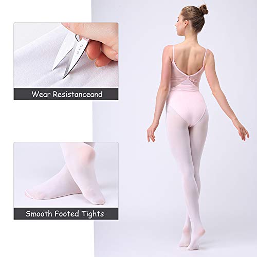 Soudittur Medias de Ballet Danza Para Niñas y Mujer 90 DEN en Blanco, XS (90-110 cm